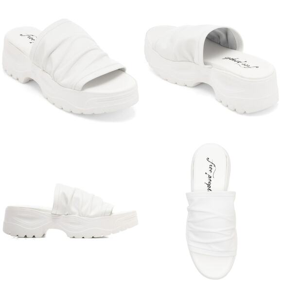 FREE PEOPLE Poolside sporty white open toe sandals leather slides Sz 40 / 10 NEW - Picture 3 of 8